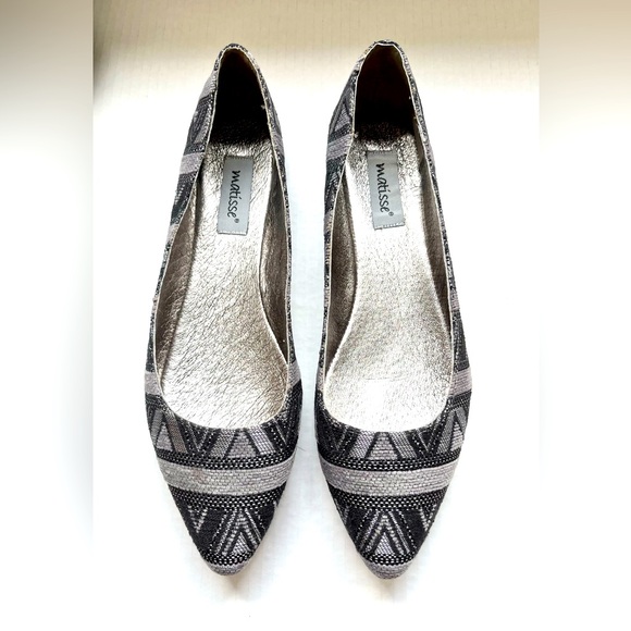 Matisse NWT Kiley Gray & Black Tribal Ballet Flat Slip On Shoe Size 10 - Picture 1 of 7